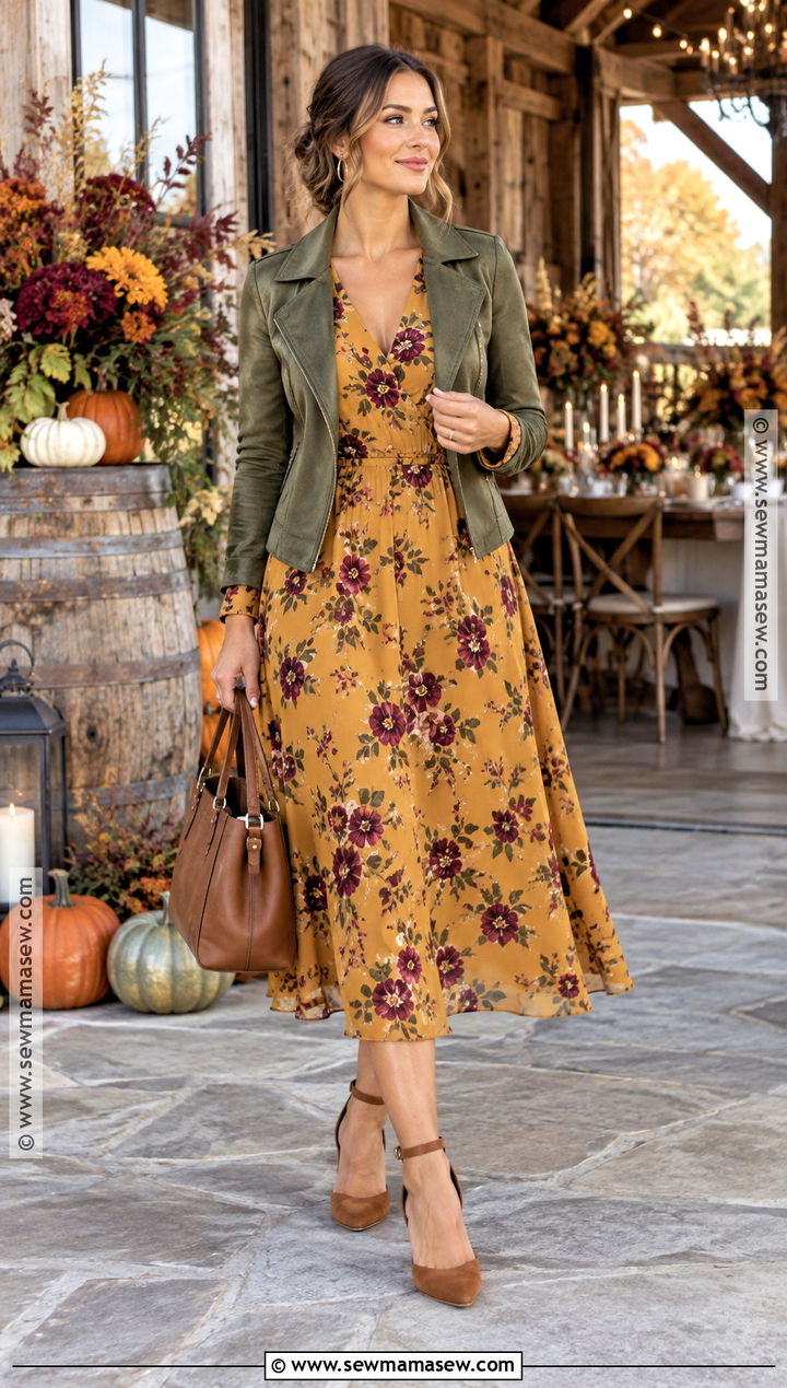 Mustard Floral Dress Bridal Shower Outfit - 15 october bridal shower outfit ideas