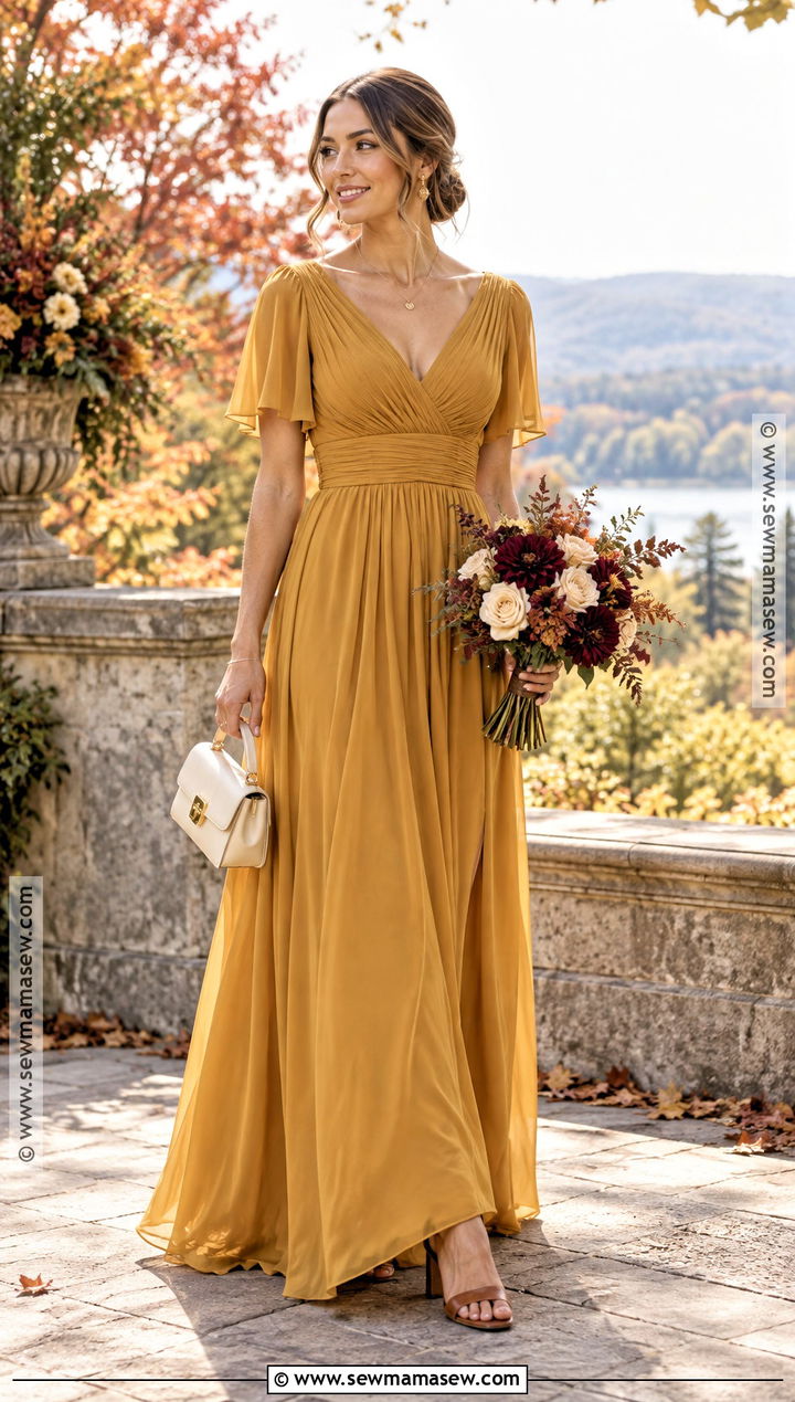 Mustard Gold Bridesmaid Dress - 15 Fall Coloured Bridesmaid Dresses