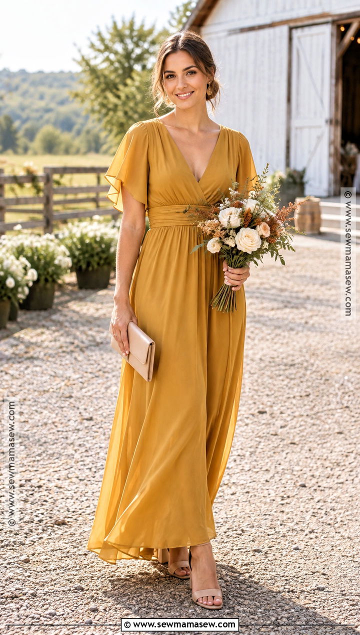 Mustard Gold Chiffon Bridesmaid Dress - 15 Fall Tone Bridesmaid Dresses