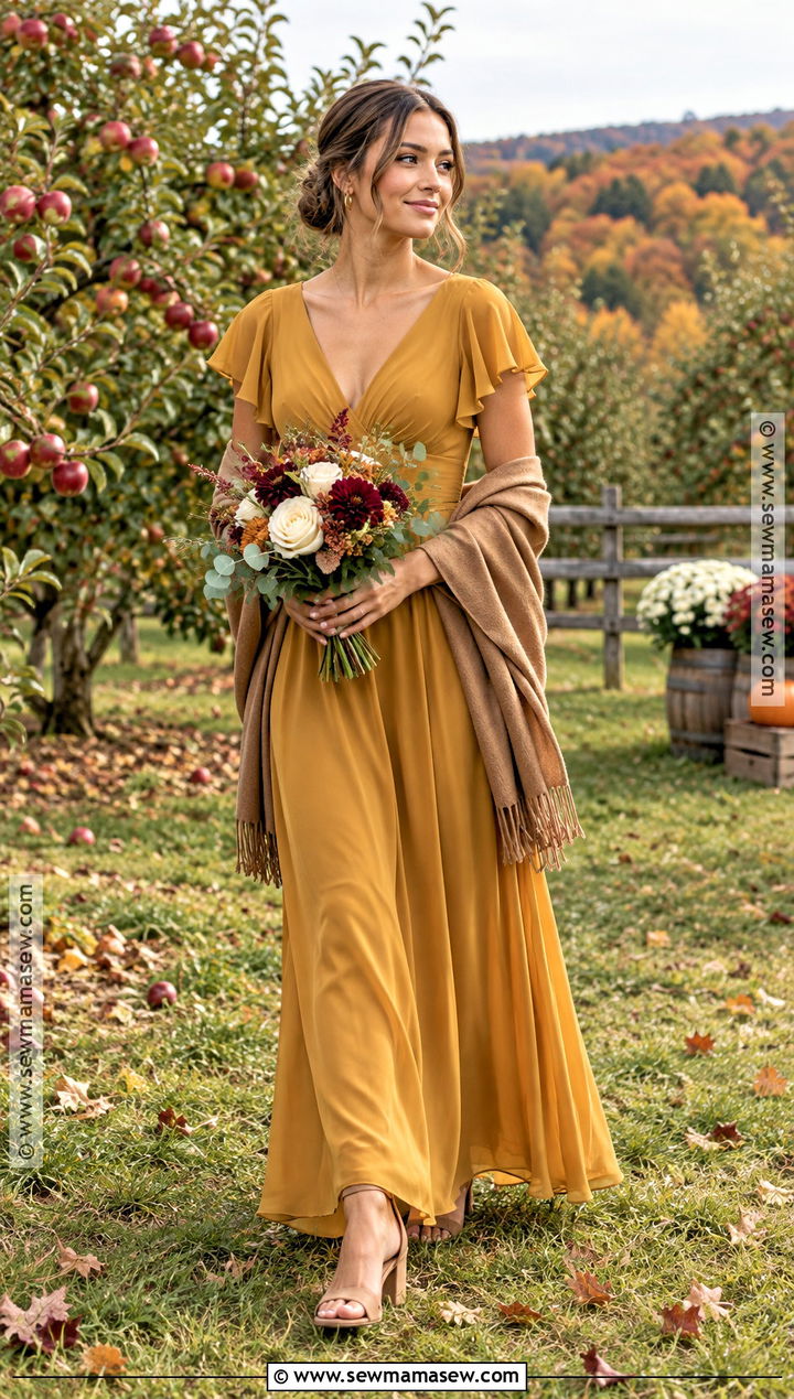 Mustard Gold Rustic Bridesmaid Dress - 15 rustic fall wedding ideas autumn october bridesmaid dresses