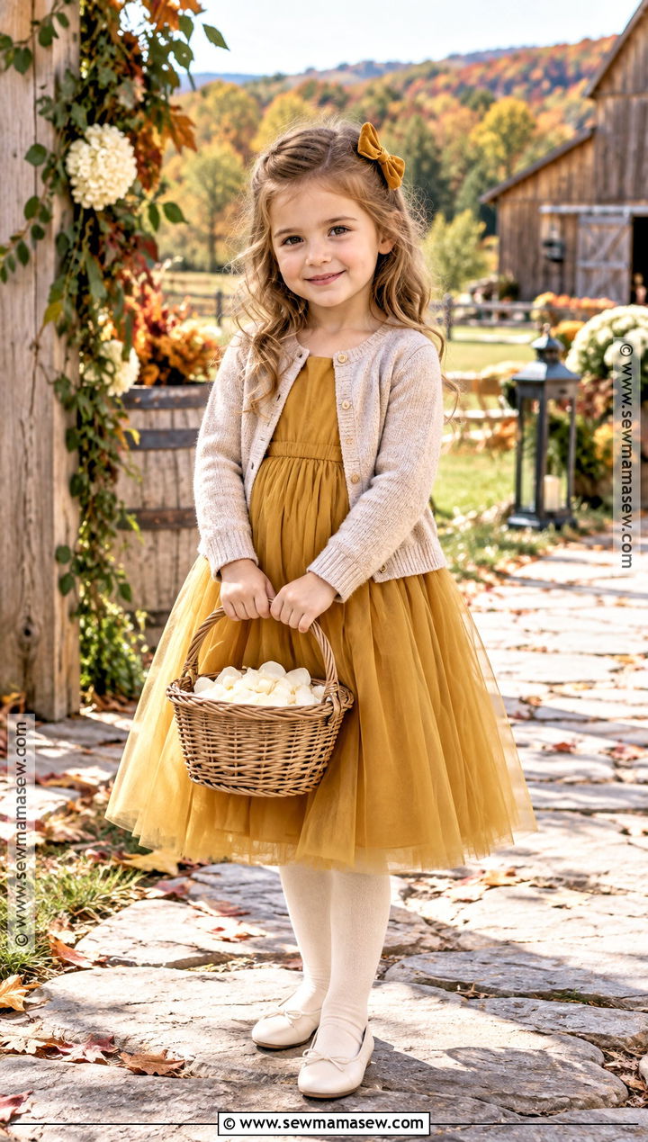 Mustard Gold Tulle Flower Girl Dress - 20 Fall Wedding Flower Girl Dresses