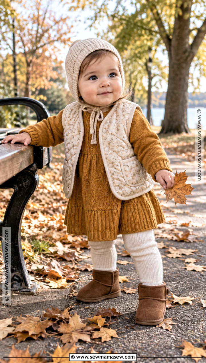 Mustard Knit Baby Girl Dress Outfit - 15 fall baby girl dress ideas