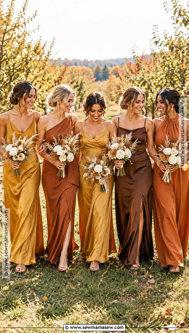 Mustard Marigold And Caramel Mismatched Bridesmaid Dresses - 15 mismatched bridesmaid dresses fall autumn color palettes