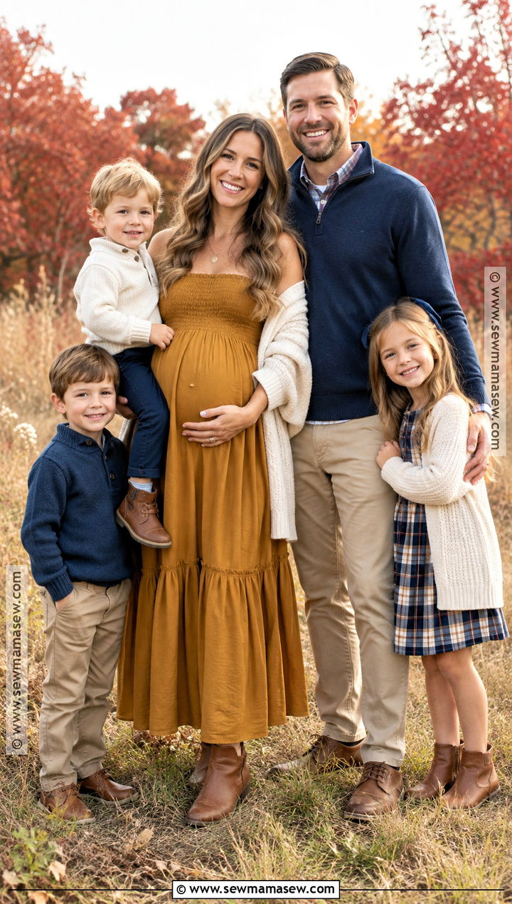 Mustard Maternity Dress Family Photo Outfit - 15 fall maternity family photos outfits