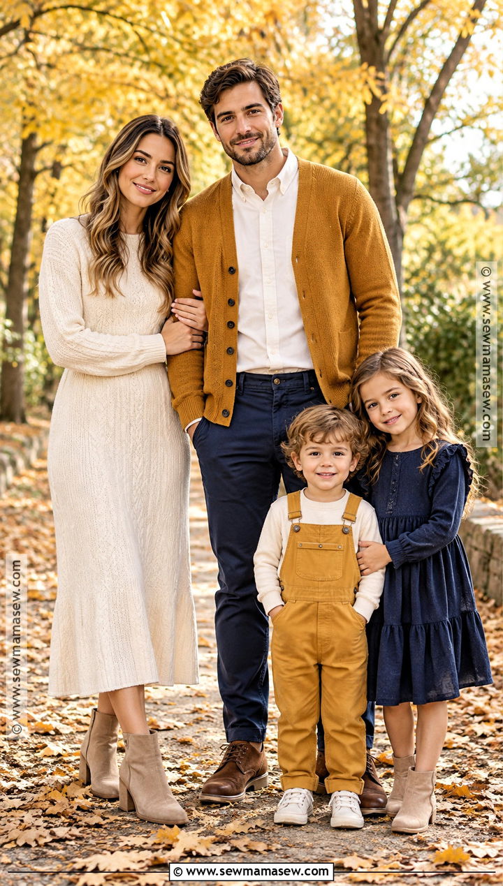Mustard Navy And Ivory Fall Family Photo Outfits - 15 family photo outfit fall color schemes ideas