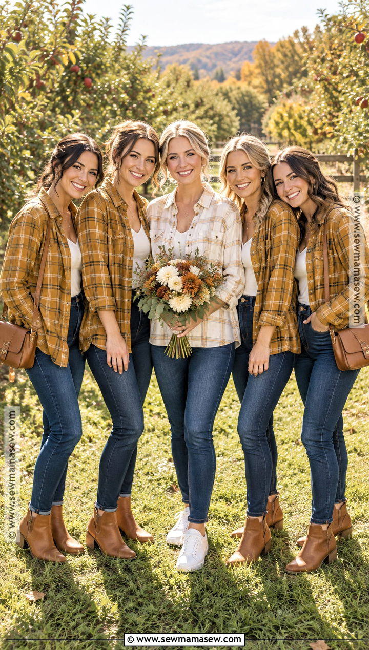 Mustard Plaid Flannel With Dark Denim - 15 bridal party flannels fall wedding
