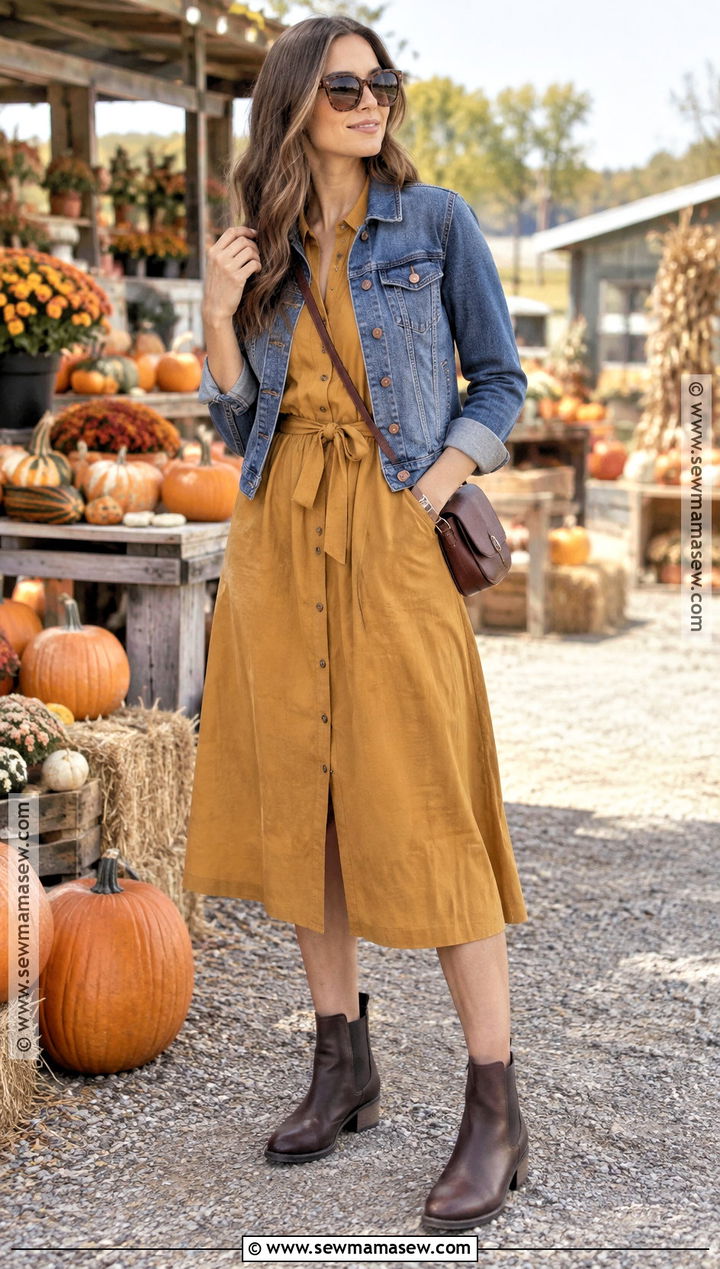 Mustard Shirt Dress Pumpkin Patch Outfit - 20 pumpkin patch dress ideas