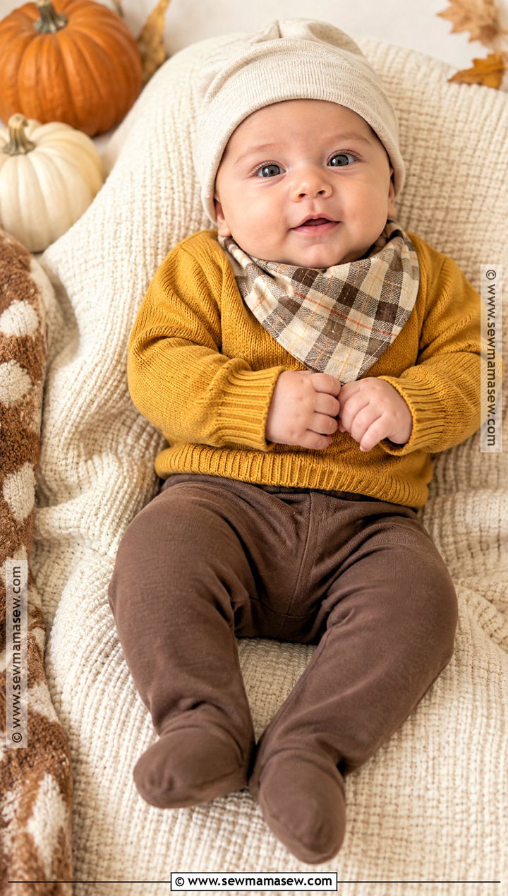 Mustard Sweater And Brown Footed Pants Baby Boy Fall Outfit - 15 Baby Boy Fall Outfits 0-3 Months