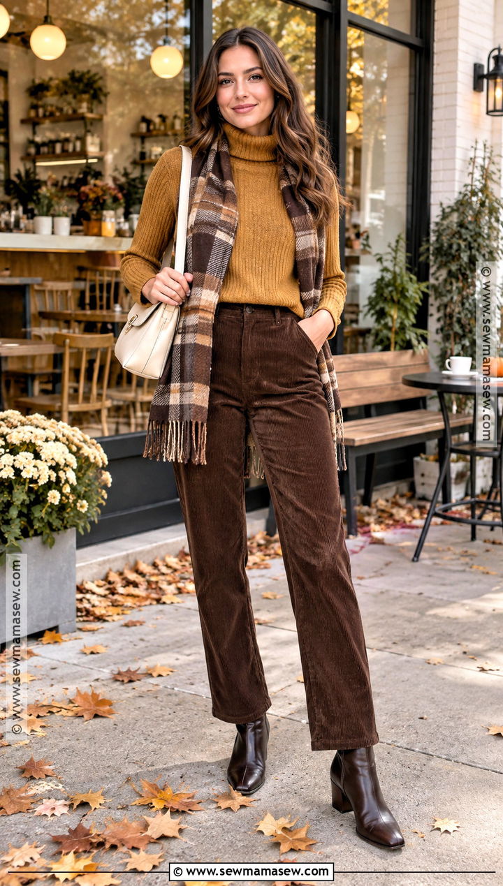 Mustard Sweater With Brown Corduroy Pants - 15 Autumn Mustard Sweater Ideas