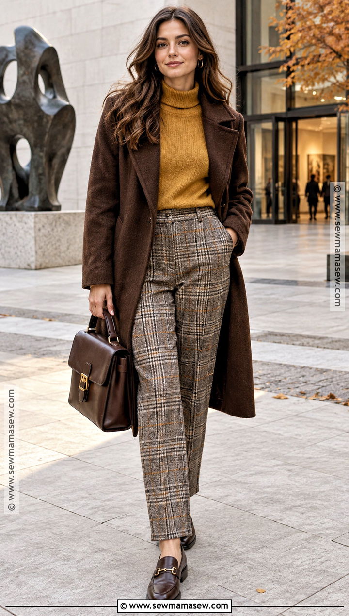 Mustard Sweater With Plaid Pants - 15 Autumn Mustard Sweater Ideas
