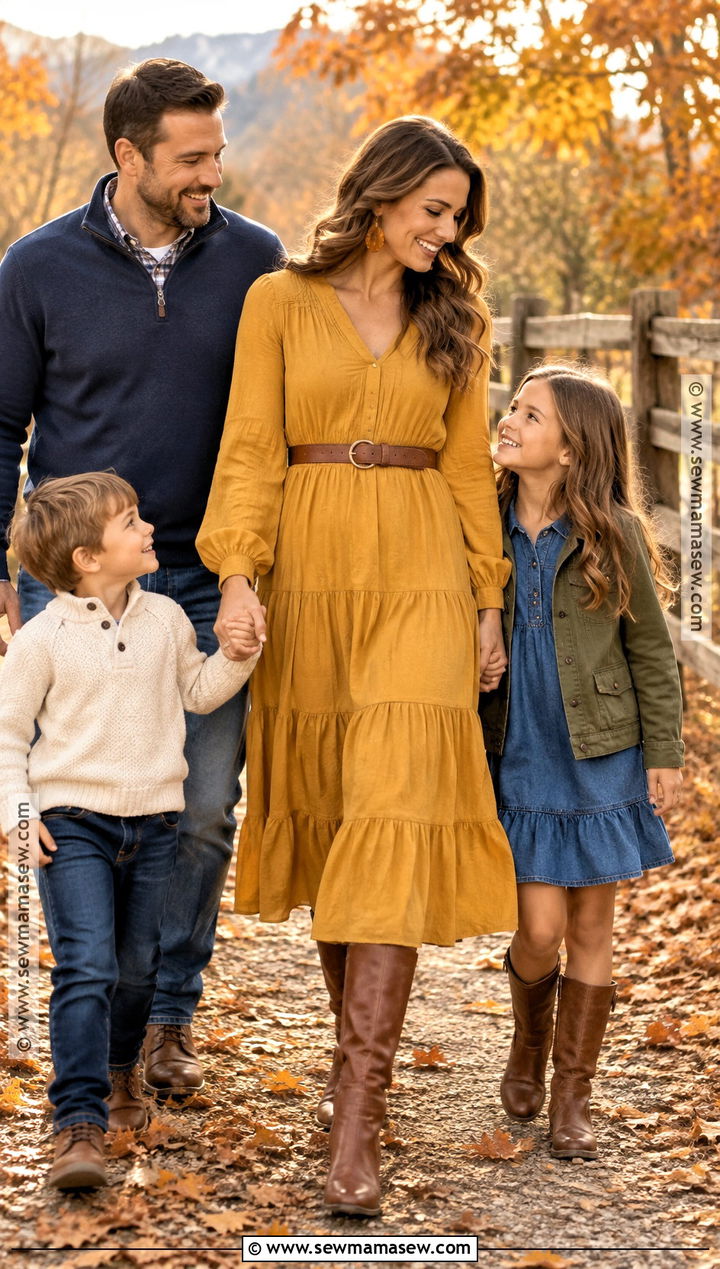 Mustard Tiered Fall Photoshoot Dress - 15 fall dresses for photoshoot for family