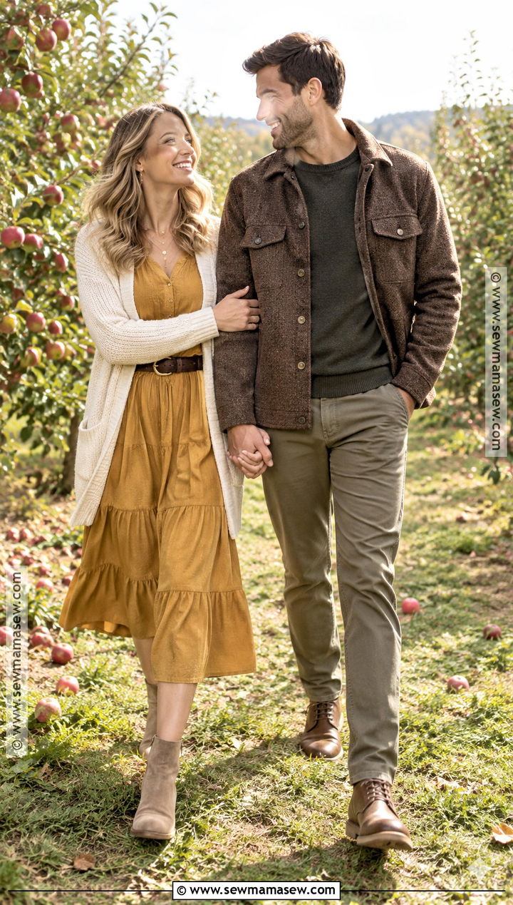 Mustard Tiered Midi Dress With Suede Booties - 15 engagement photos outfits fall dresses