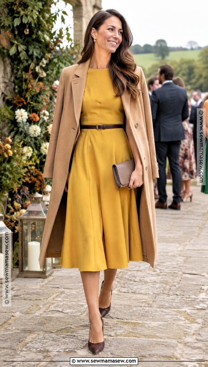 Mustard Yellow A Line Dress Outfit - 15 october wedding dress ideas