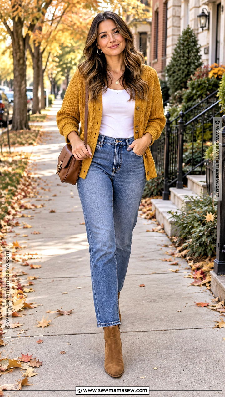Mustard Yellow And Denim Blue Fall Outfit - 20 fall outfit color combos