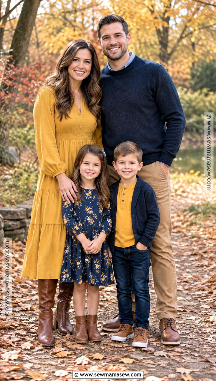 Mustard Yellow And Navy Family Photo Outfits - 15 yellow fall family photo outfits