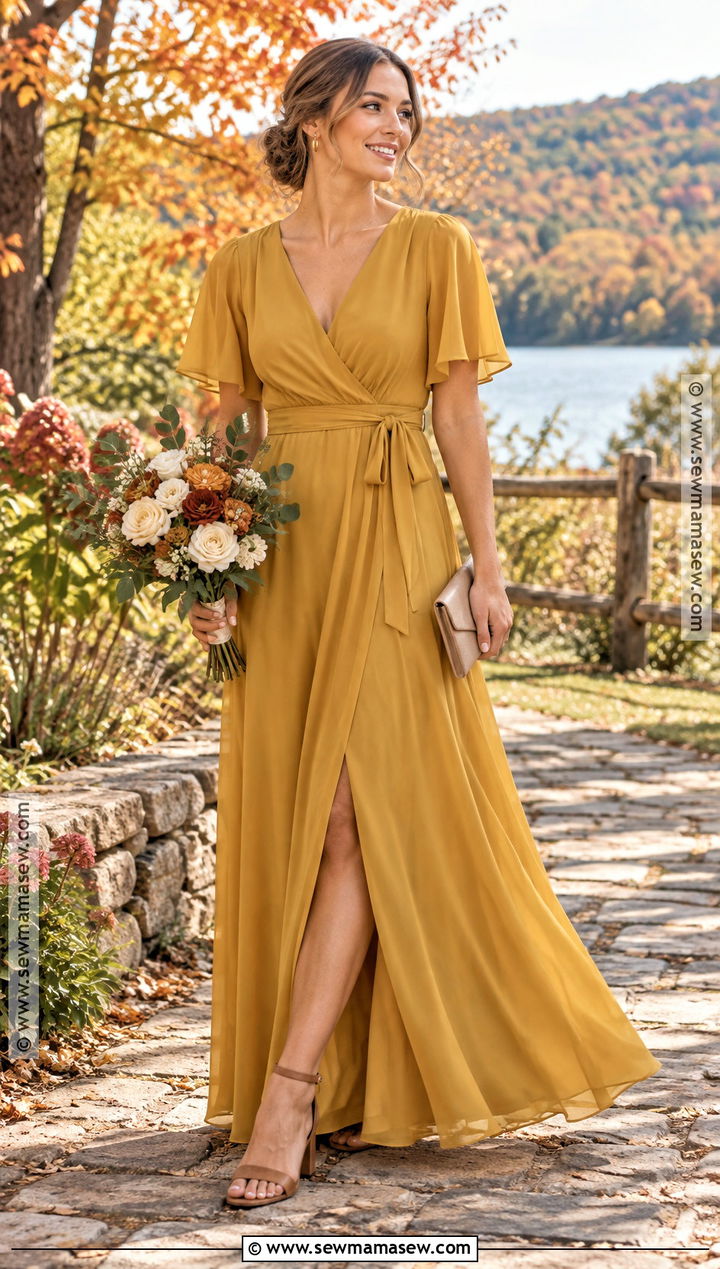 Mustard Yellow Autumn Bridesmaid Dress - 25 autumn bridesmaid dresses