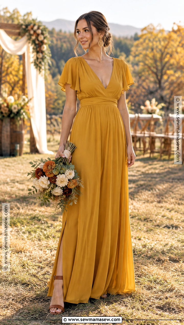 Mustard Yellow Boho Bridesmaid Dress - 15 Fall Boho Bridesmaid Dress Ideas