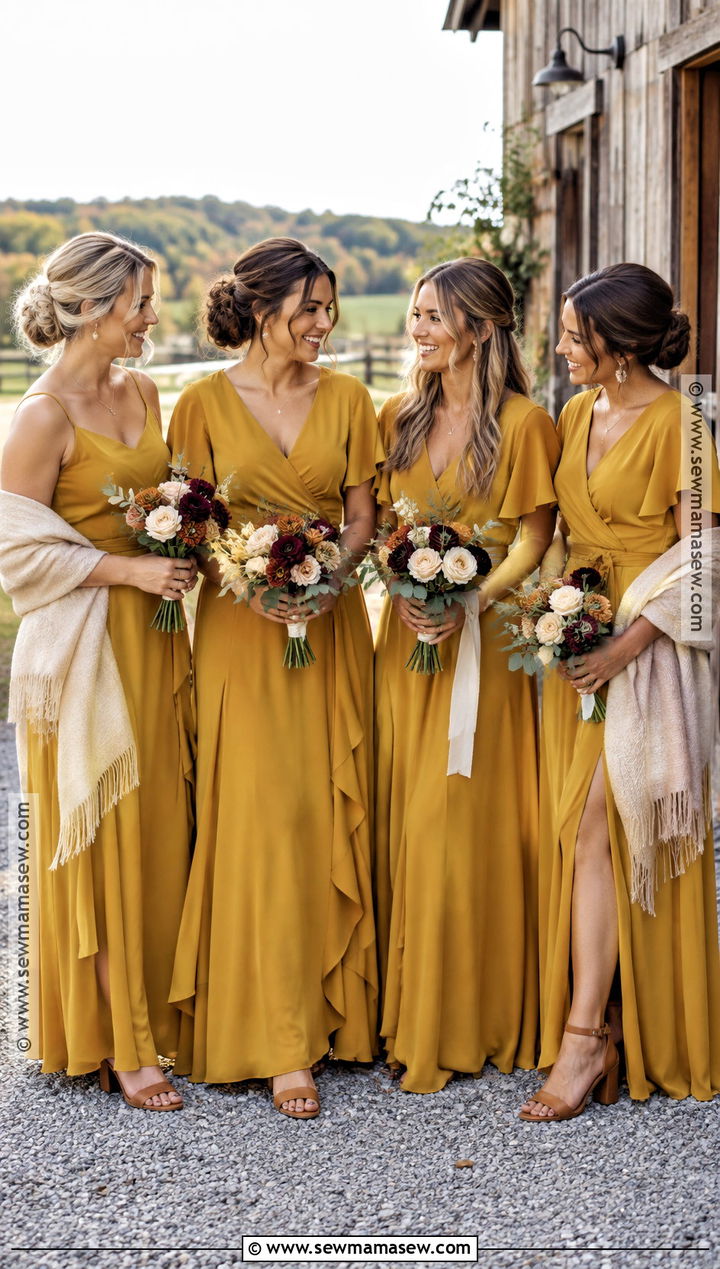 Mustard Yellow Bridesmaid Dresses - 15 bridesmaid dress colors fall ideas