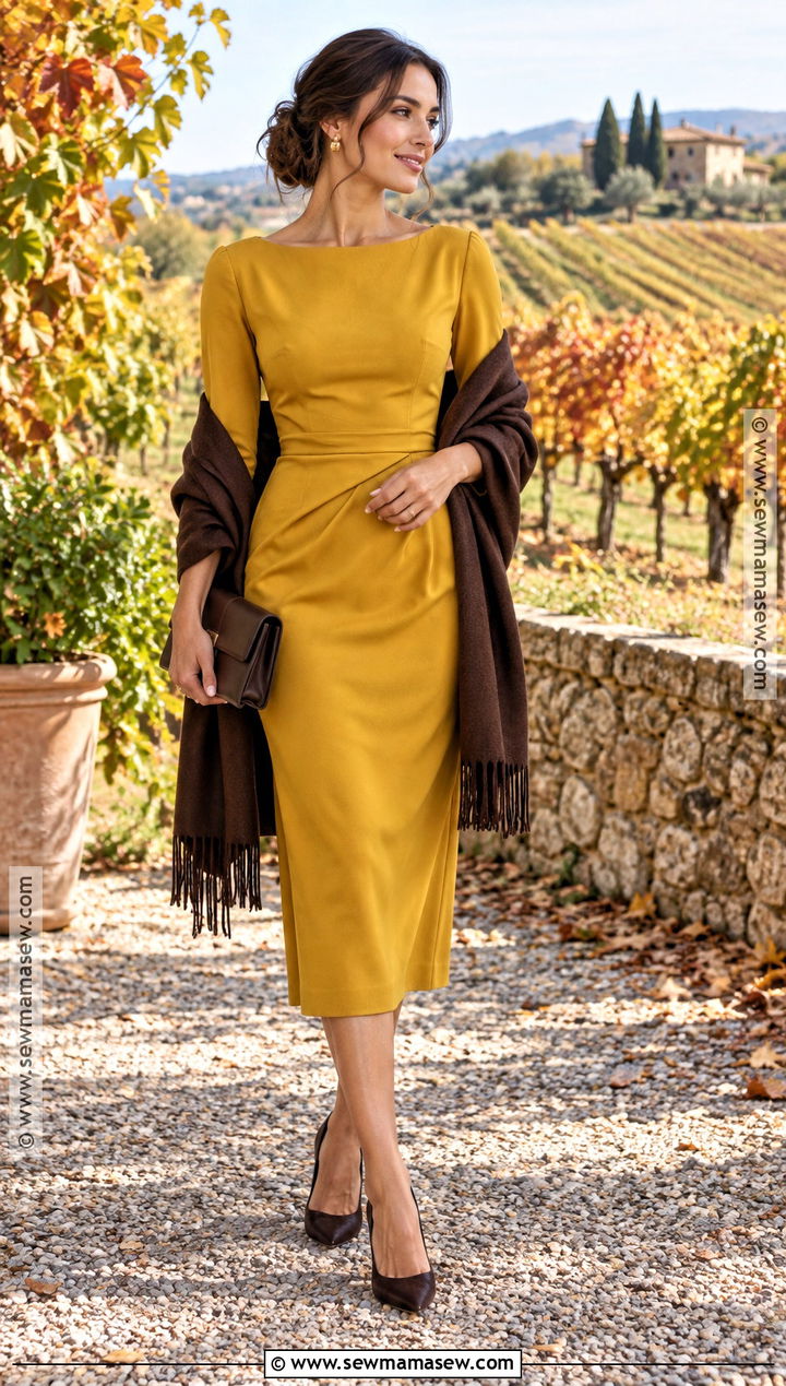 Mustard Yellow Fall Cocktail Wedding Guest Dress - 15 Wedding Guest Dress Cocktail Fall Ideas