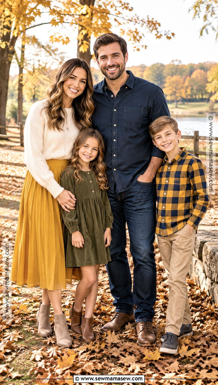Mustard Yellow Fall Family Picture Outfits - 15 colors to wear for fall family pictures ideas