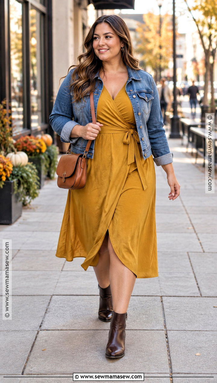 Mustard Yellow Wrap Dress Outfit - 15 Autumn Color Palette Dresses