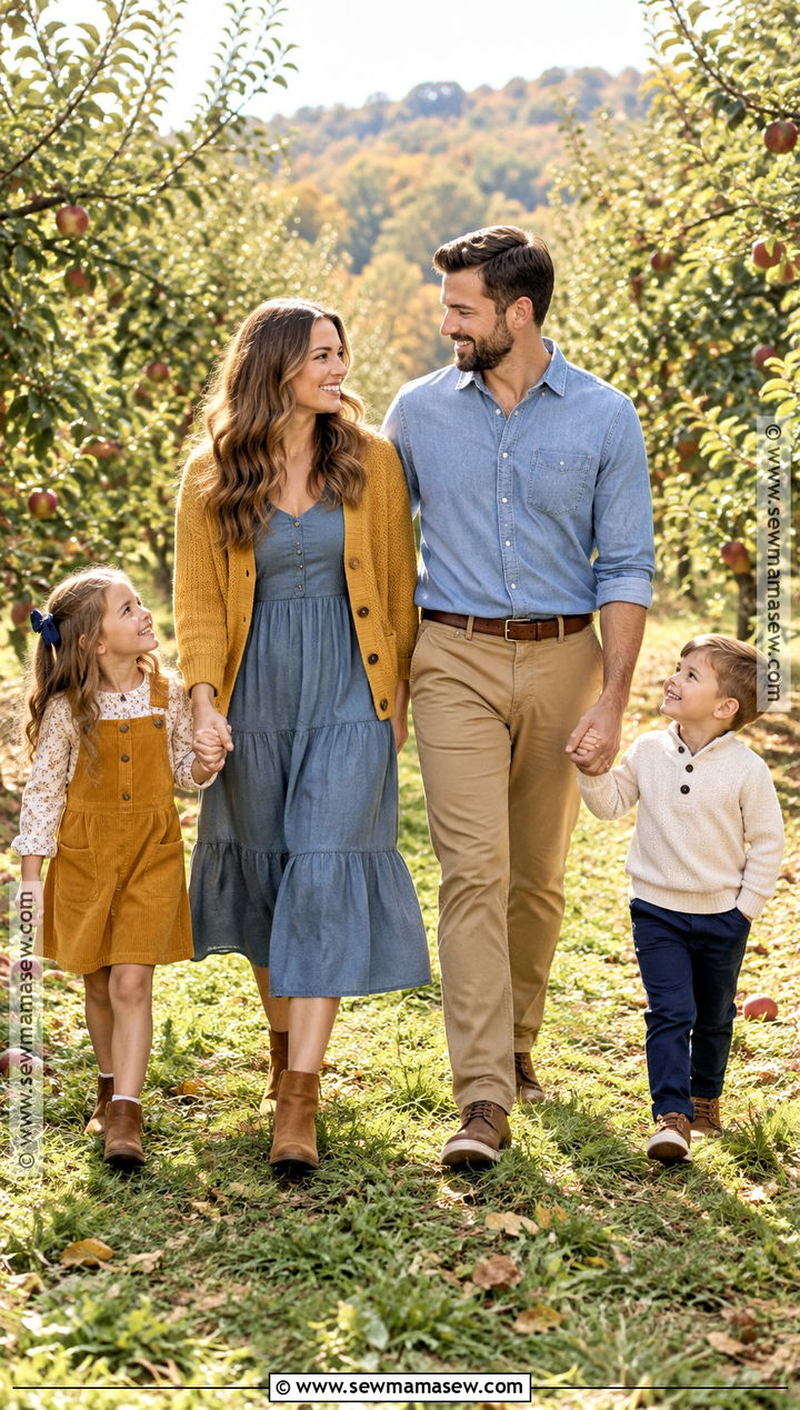 Mustard and Blue Fall Family Outfit - 15 fall family outfits 2026