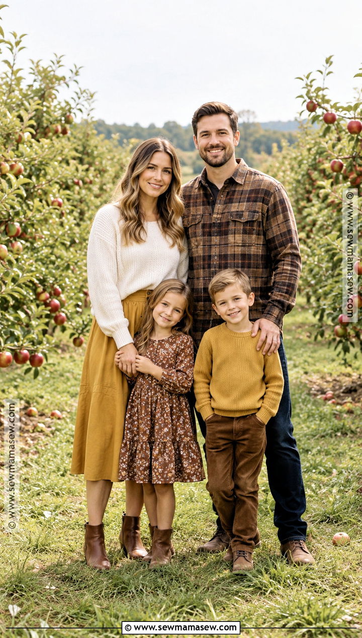 Mustard and Brown Fall Family Picture Outfits - 20 family of 4 fall picture outfits