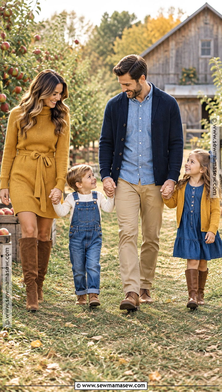 Mustard and Denim Fall Family Outfit - 15 fall outfits for family pictures outside
