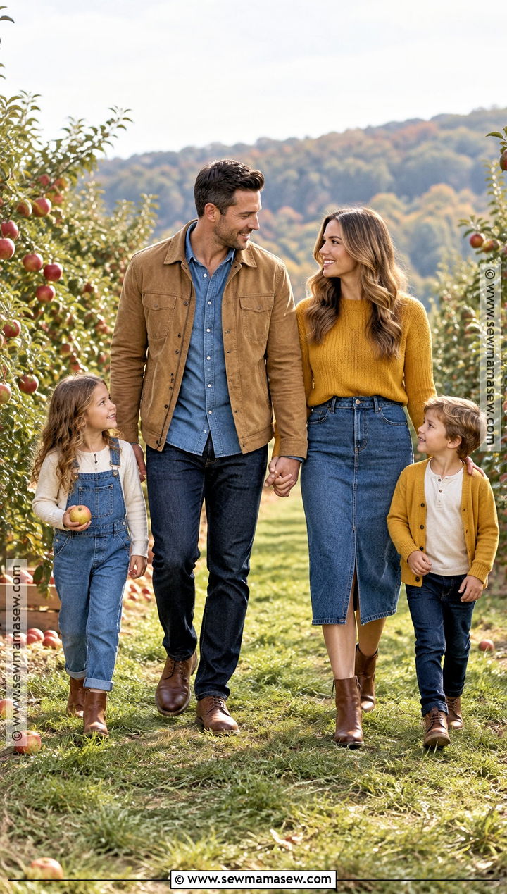 Mustard and Denim Fall Family Photo Outfits - 15 Fall 2026 Family Photo Outfits