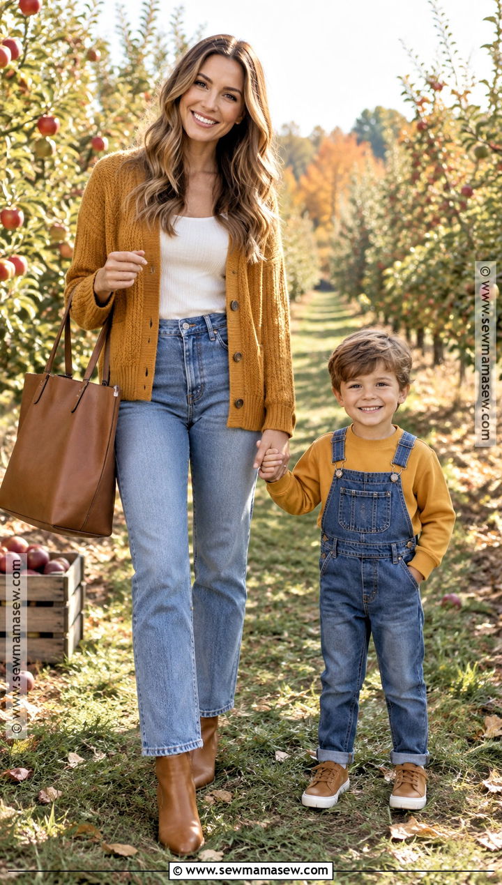Mustard and Denim Fall Mom and Son Outfit - 15 fall mom and son outfits