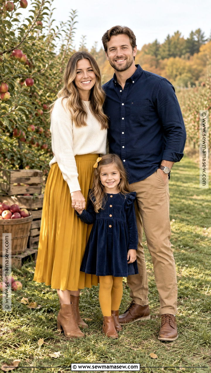 Mustard and Navy Family of 3 Fall Photo Outfit - 20 family of 3 fall photo outfits