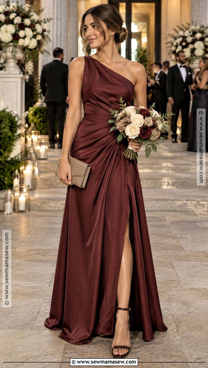 Muted Burgundy Satin Bridesmaid Dress - 15 Muted Fall Bridesmaid Dresses