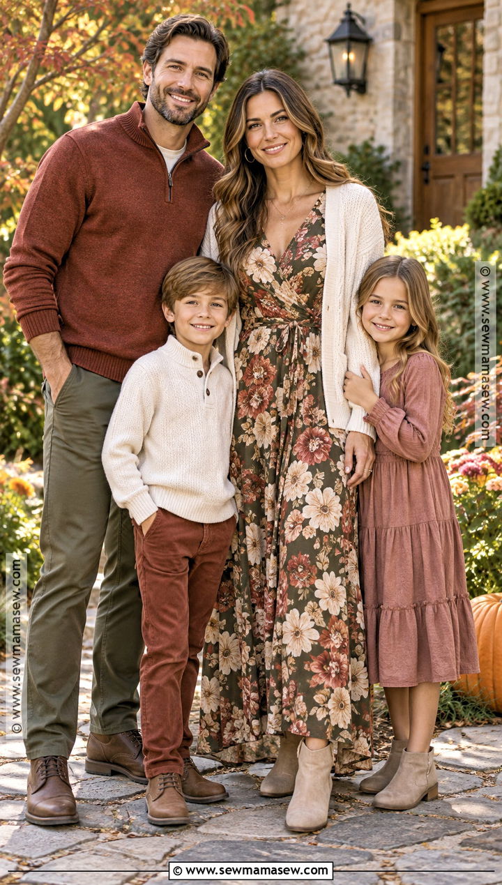 Muted Floral Wrap Fall Photoshoot Dress - 15 fall dresses for photoshoot for family