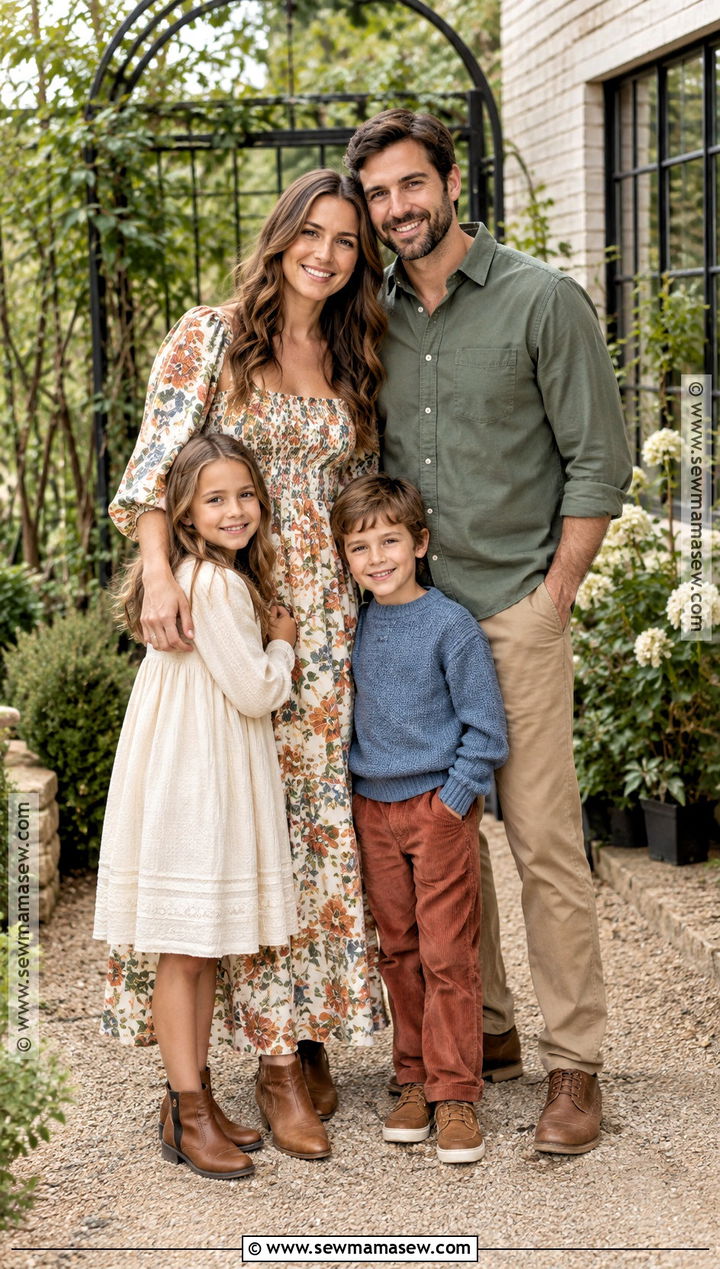 Muted Floral and Solid Color Family Picture Outfit - 15 family picture outfits september