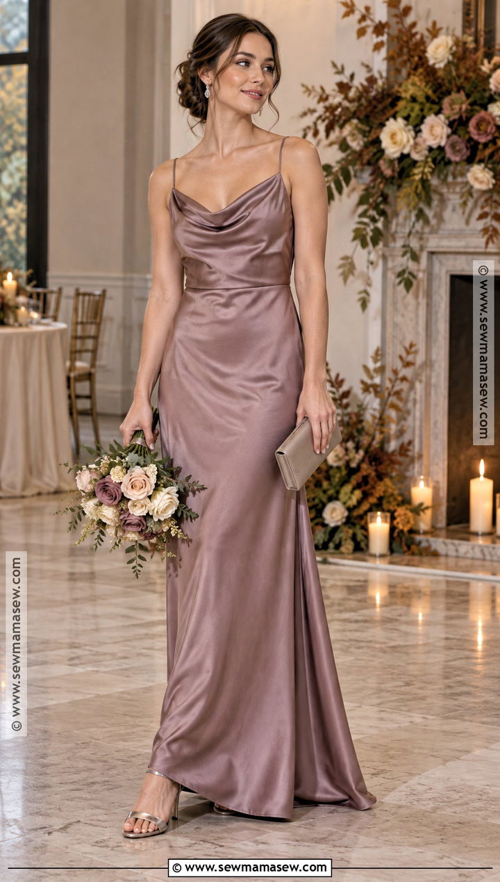 Muted Mauve Cowl Neck Bridesmaid Dress - 15 Muted Fall Bridesmaid Dresses