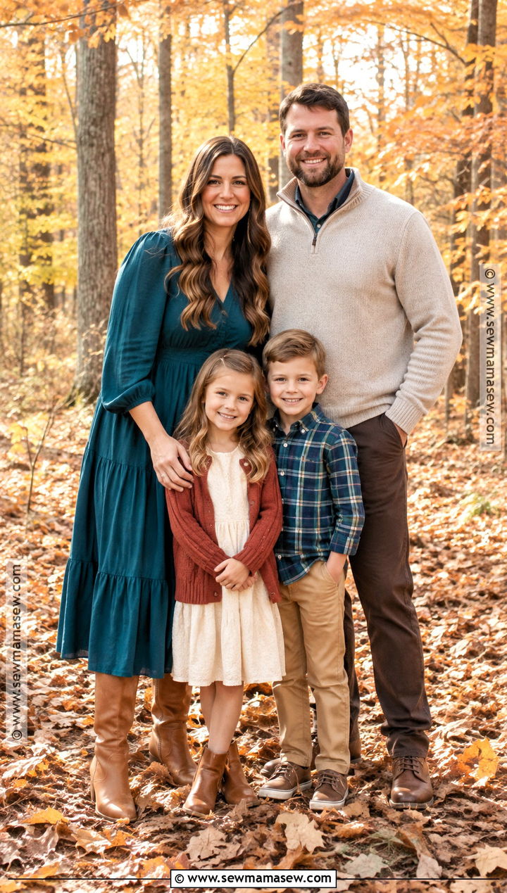 Muted Teal Fall Family Picture Outfits - 15 colors to wear for fall family pictures ideas