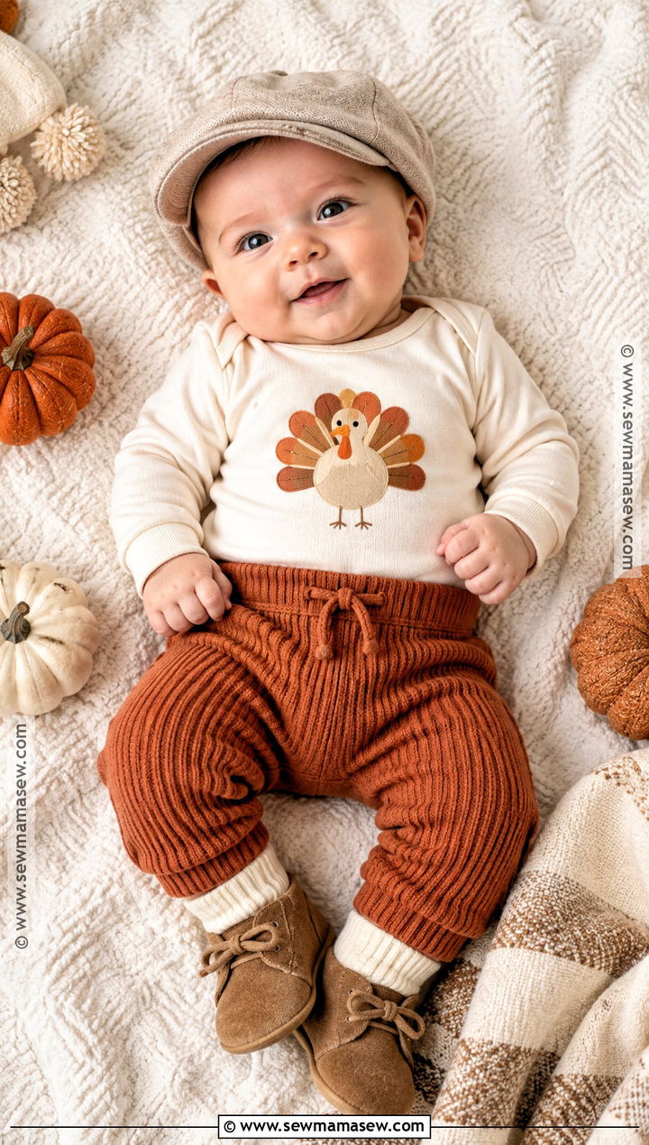 My First Thanksgiving Bodysuit And Knit Pants - 15 newborn first thanksgiving outfit ideas