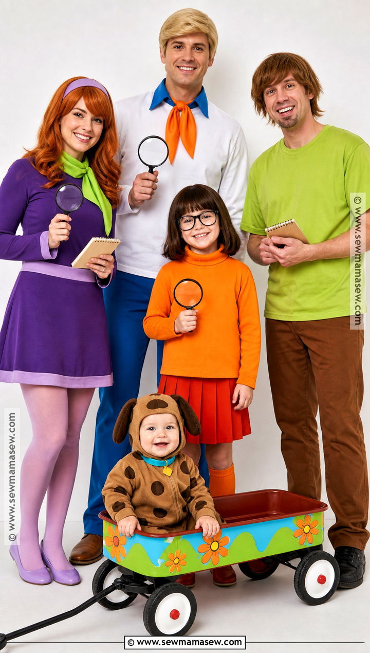 Mystery Solving Family Costume With Baby Dog - 40 family costumes with for babies