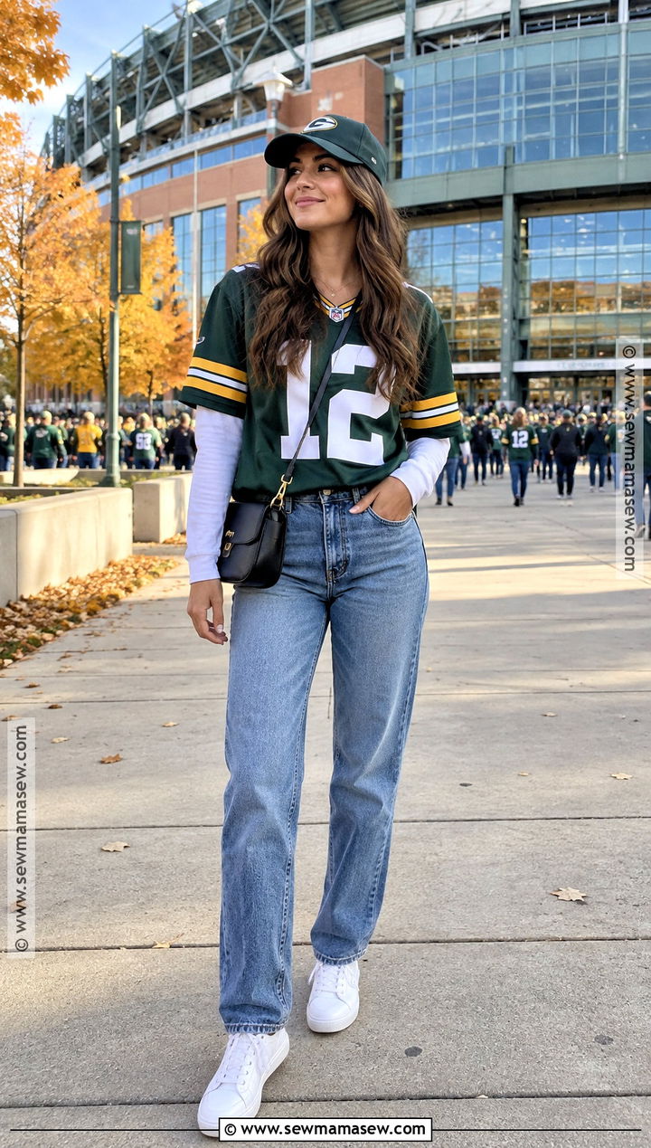 NFL Jersey With Straight Leg Jeans - 20 Nfl Game Day Outfit Woman Fall Ideas