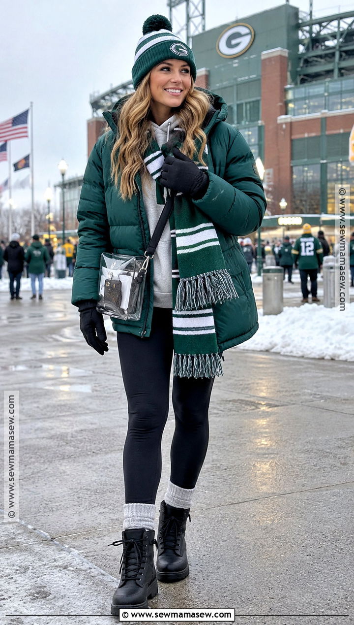 NFL Puffer Coat With Thermal Layers - 15 fall nfl game outfit ideas