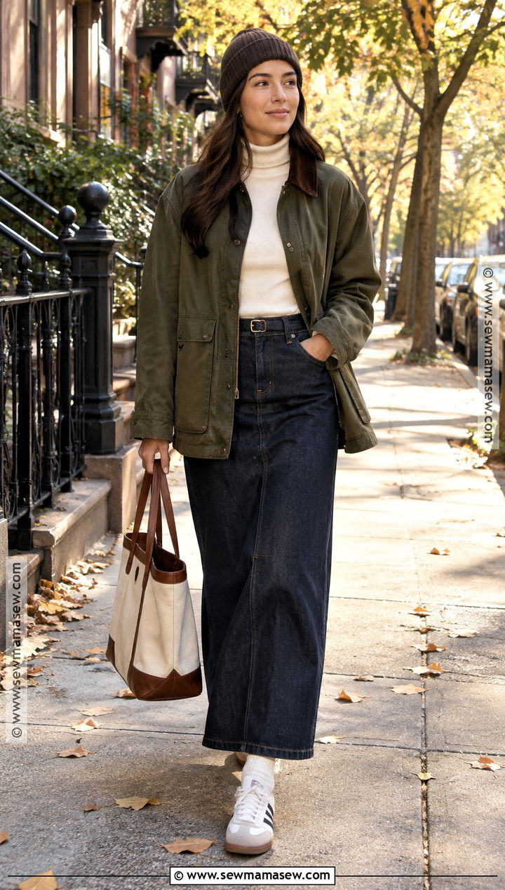 NYC Barn Jacket Outfit With a Maxi Skirt - 15 fall nyc street style ideas 2026