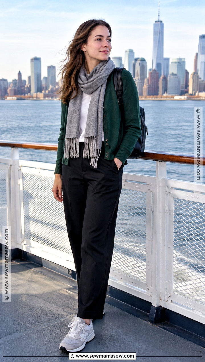 NYC Cardigan Outfit With Black Pants And Sneakers - 15 Nyc Tourist Outfit Fall Ideas
