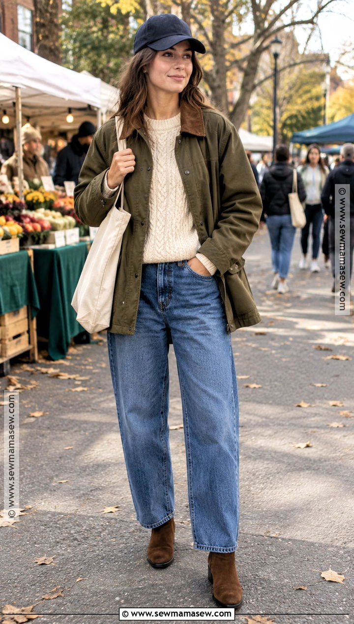 NYC Fall Barn Jacket And Barrel Jeans Outfit - 25 nyc fall fashion ideas