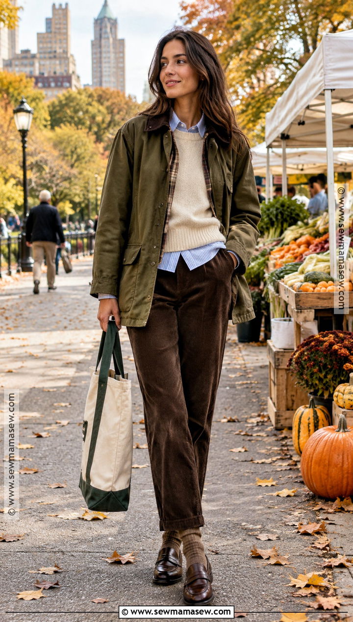 NYC Fall Barn Jacket And Corduroy Pants Outfit - 15 nyc in the fall outfits
