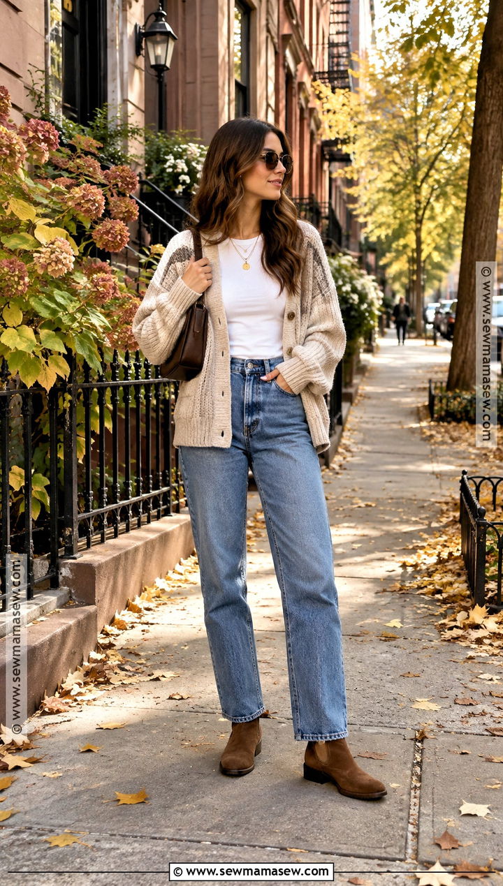NYC Fall Cardigan And Straight Leg Jeans Outfit - 15 comfy nyc fall outfits