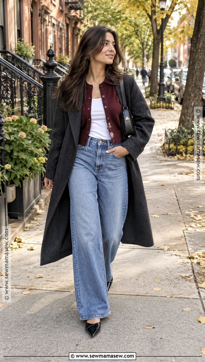 NYC Fall Cardigan and Wide Leg Jeans Outfit - 15 fall style nyc ideas 2026