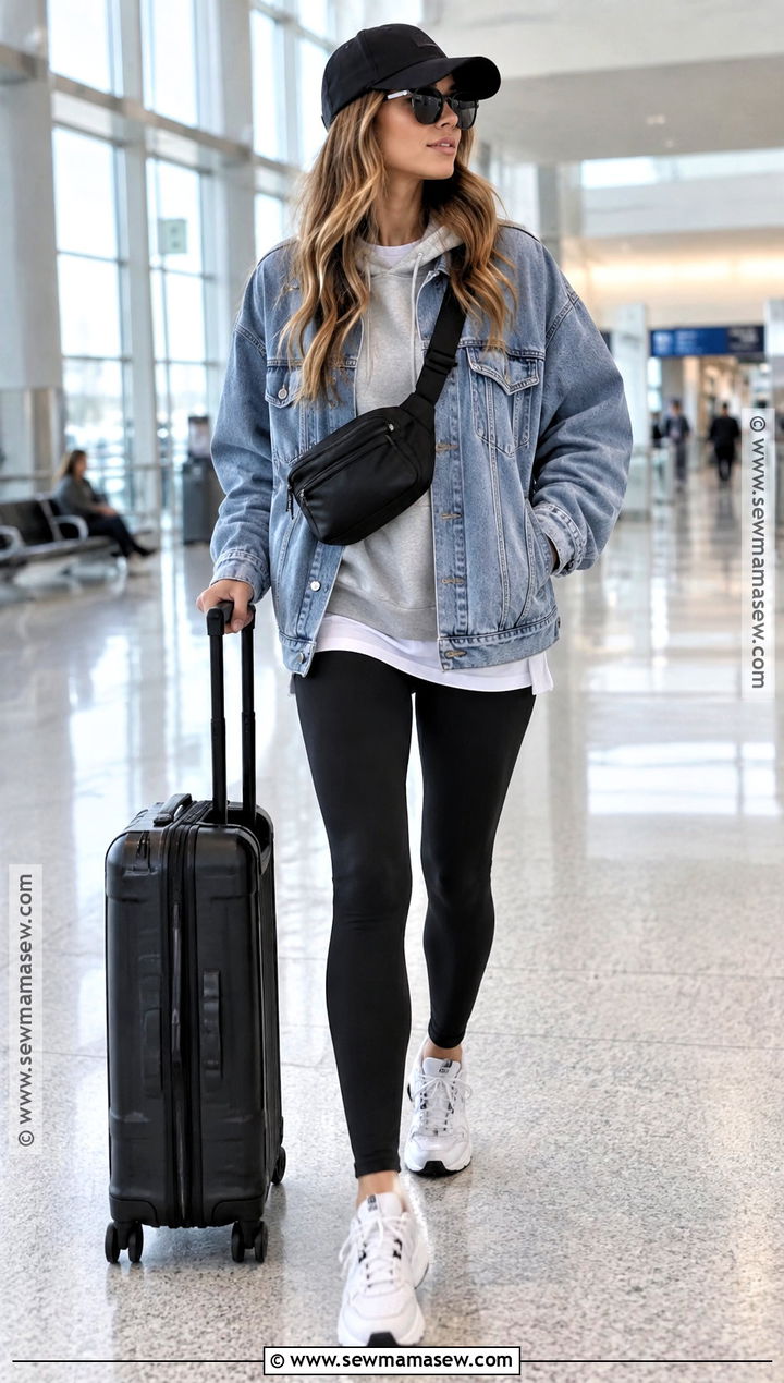 NYC Fall Denim Jacket And Leggings Outfit - 15 ny trip outfits fall