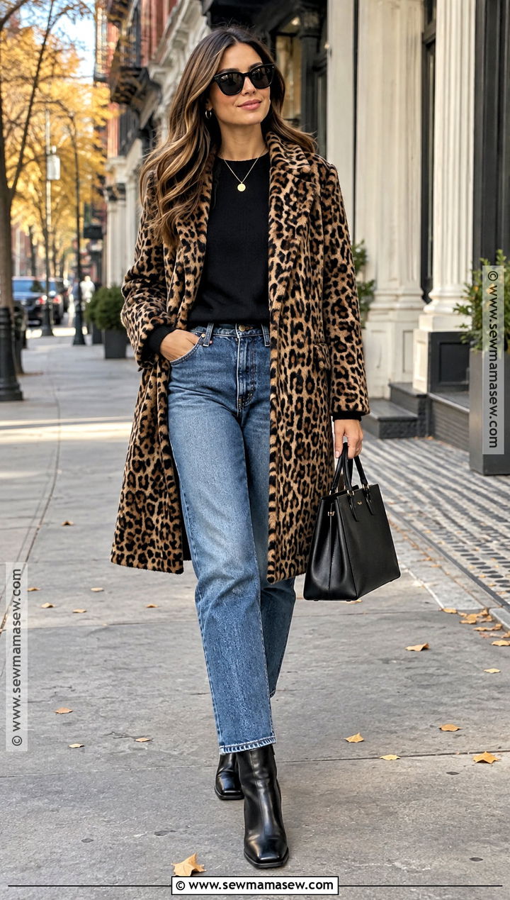 NYC Fall Leopard Coat And Neutral Basics Outfit - 25 fall outfits nyc