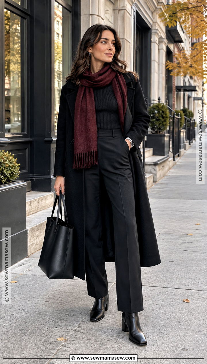 NYC Fall Monochrome Black Coat And Trousers Outfit - 15 nyc fall 2026 outfits