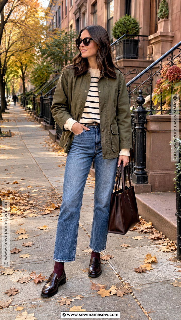NYC Fall Outfit With Barn Jacket And Loafers - 25 nyc fall outfits street style